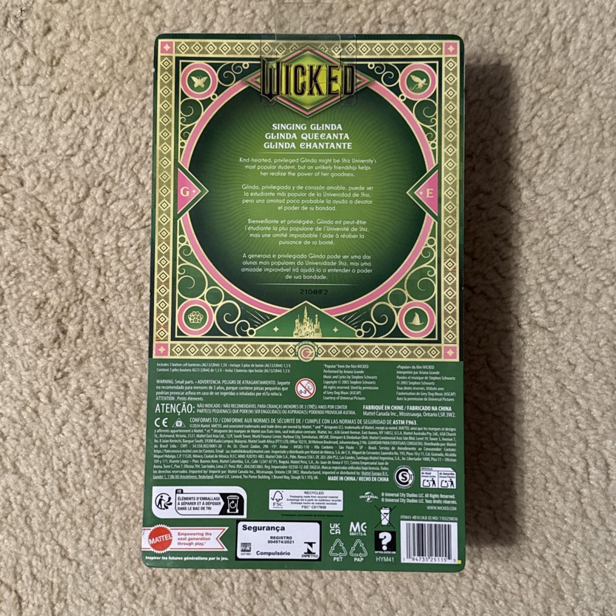 NEW Mattel Wicked Barbie Singing Chantante Glinda Doll URL MISPRINT BOX ERROR