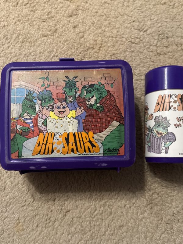 Vintage Aladdin 1990s Disney Dinosaurs Purple Plastic Lunchbox & Thermos