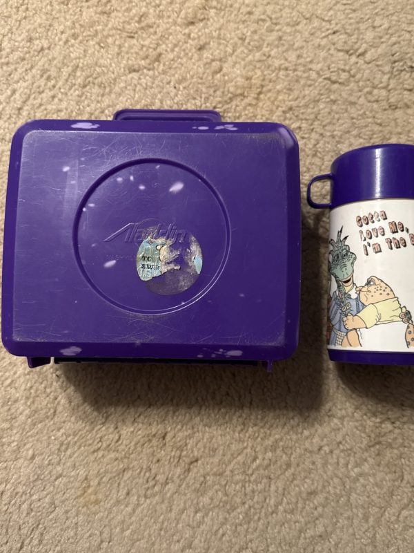 Vintage Aladdin 1990s Disney Dinosaurs Purple Plastic Lunchbox & Thermos