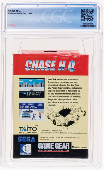 Sega Game Gear Chase HQ CGC GRADED 9.6 A++ RARE Taito Corporation (1991)