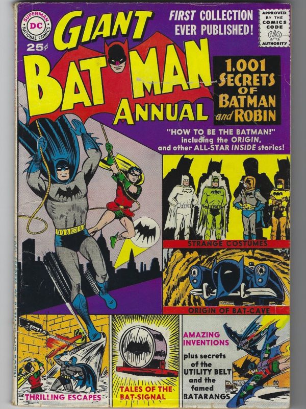 BATMAN ANNUAL #1 (1961) - VG/VG+ - DC SILVER AGE GIANT SIZE BATCAVE ORIGIN STORY