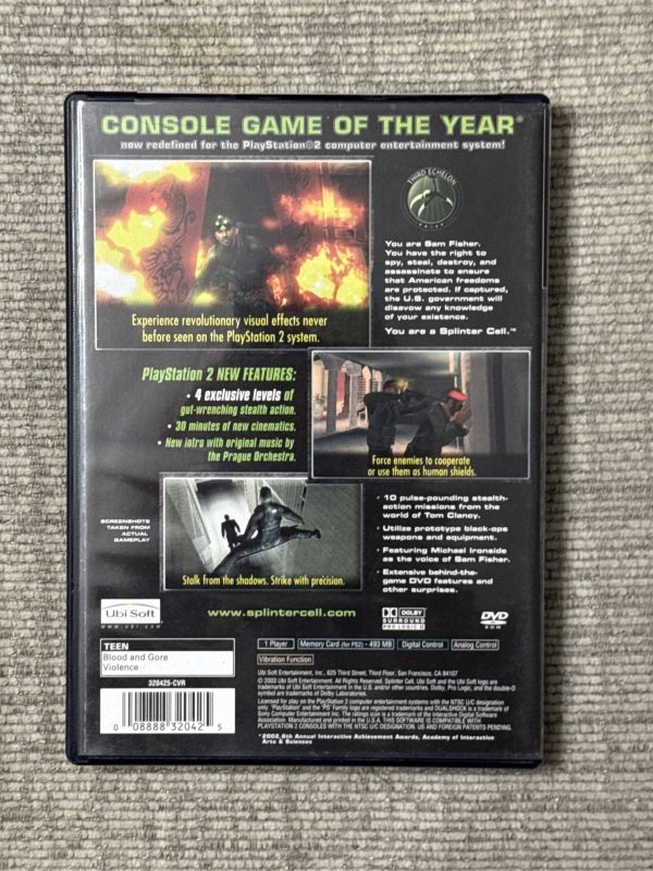 Splinter Cell - Sony Playstation 2 PS2 Pristine Sealed CIB New