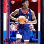 2025-26 Topps Chrome VJ Edgecombe Red White and Blue Refractor Rookie RC