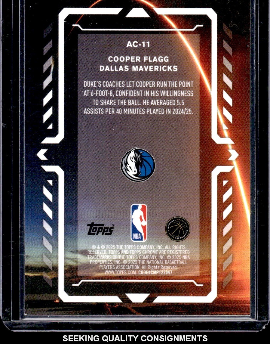2025-26 Topps Chrome Cooper Flagg (RC) #AC-11 Activators Raywave Refractor