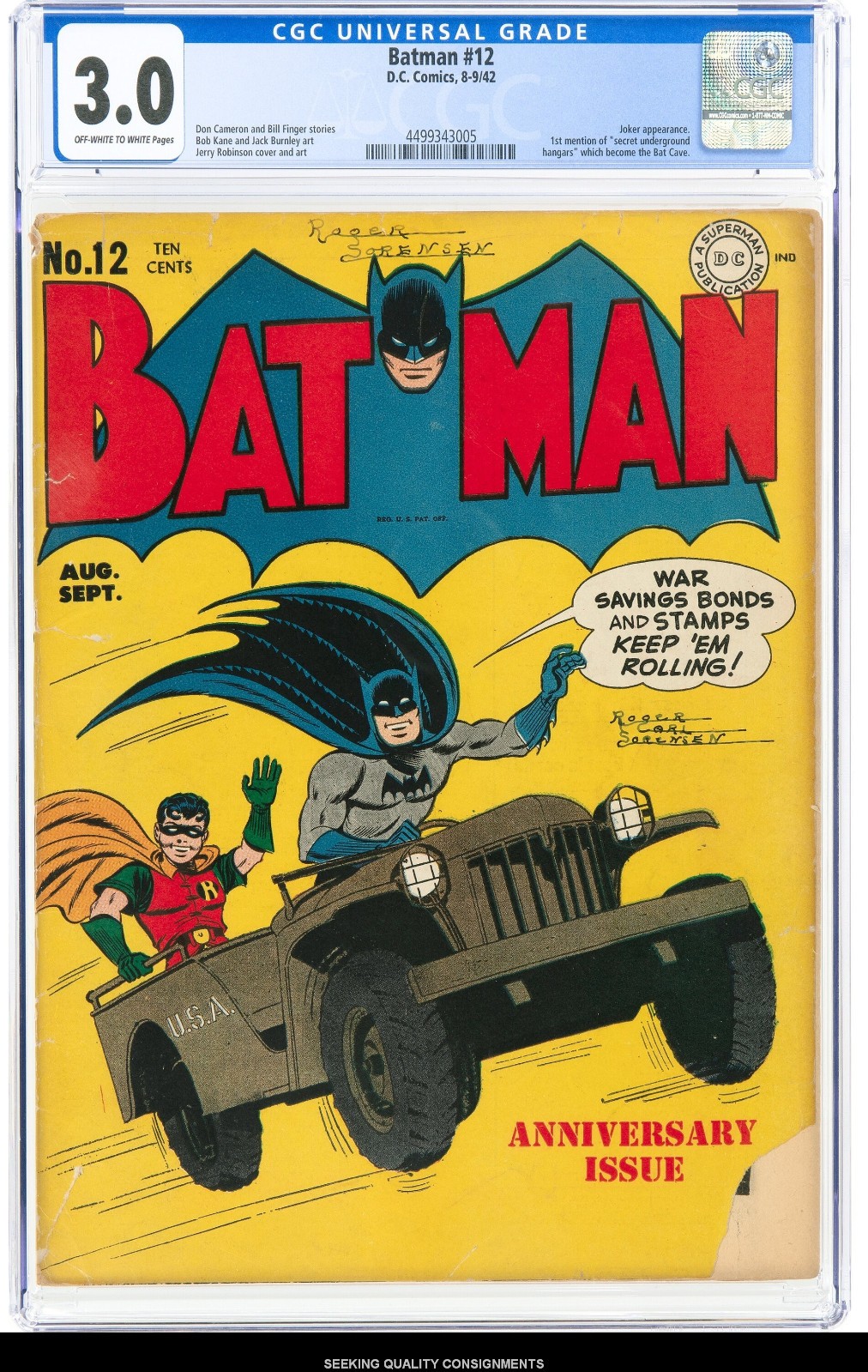 Batman #12 (DC, 1942) CGC GD/VG 3.0 Off-White to White Pages