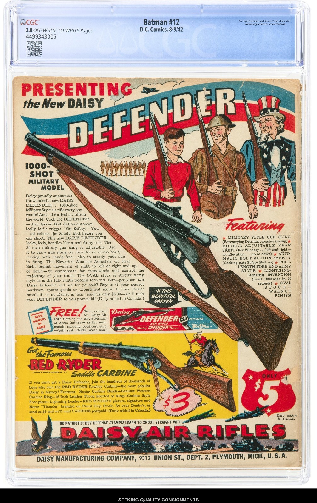 Batman #12 (DC, 1942) CGC GD/VG 3.0 Off-White to White Pages