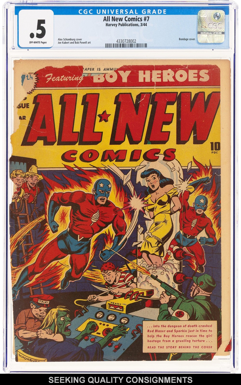 All-New Comics #7 CGC .5 (Harvey 1944) Alex Schomburg Bondage War Cover RARE