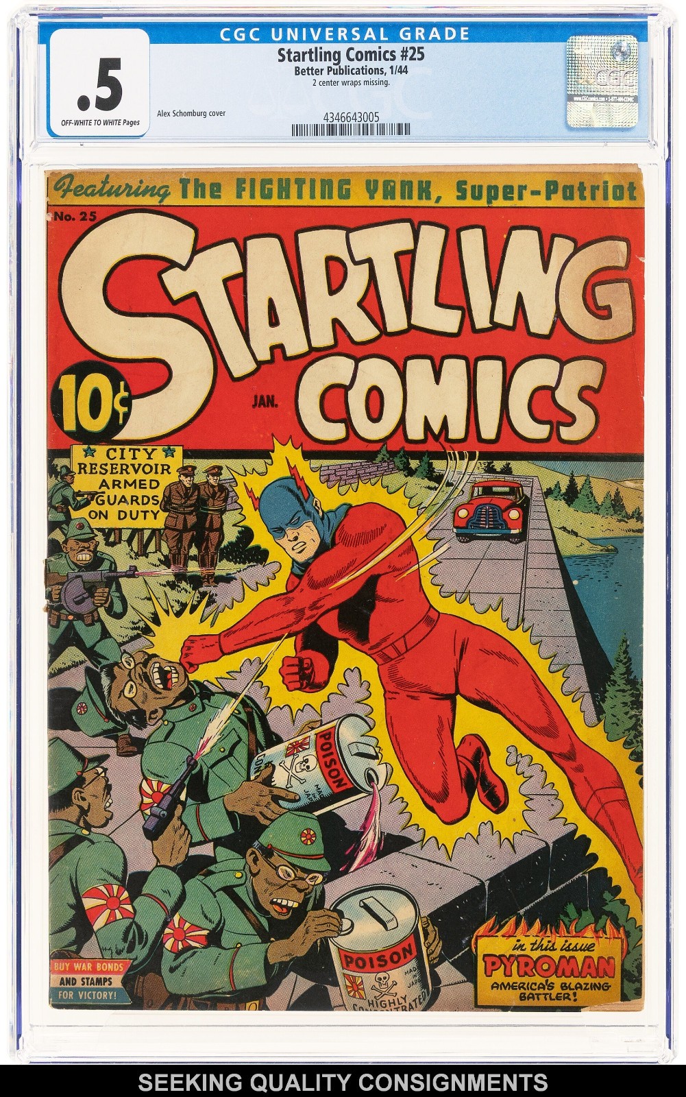 Startling Comics #25 (1944) CGC PR 0.5 Alex Schomburg War Time Cover Golden Age