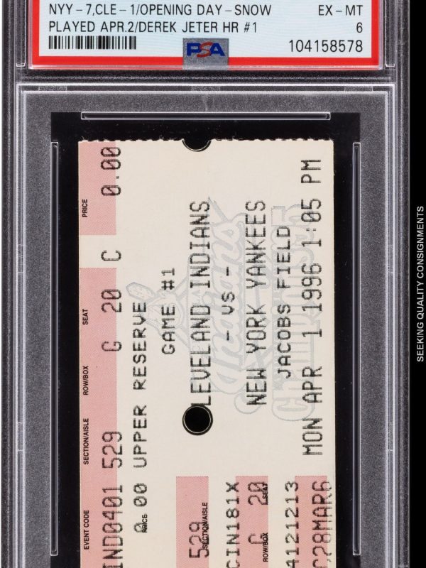 1996 New York Yankees Derek Jeter First Career Home Run Ticket Stub, PSA EX-MT 6