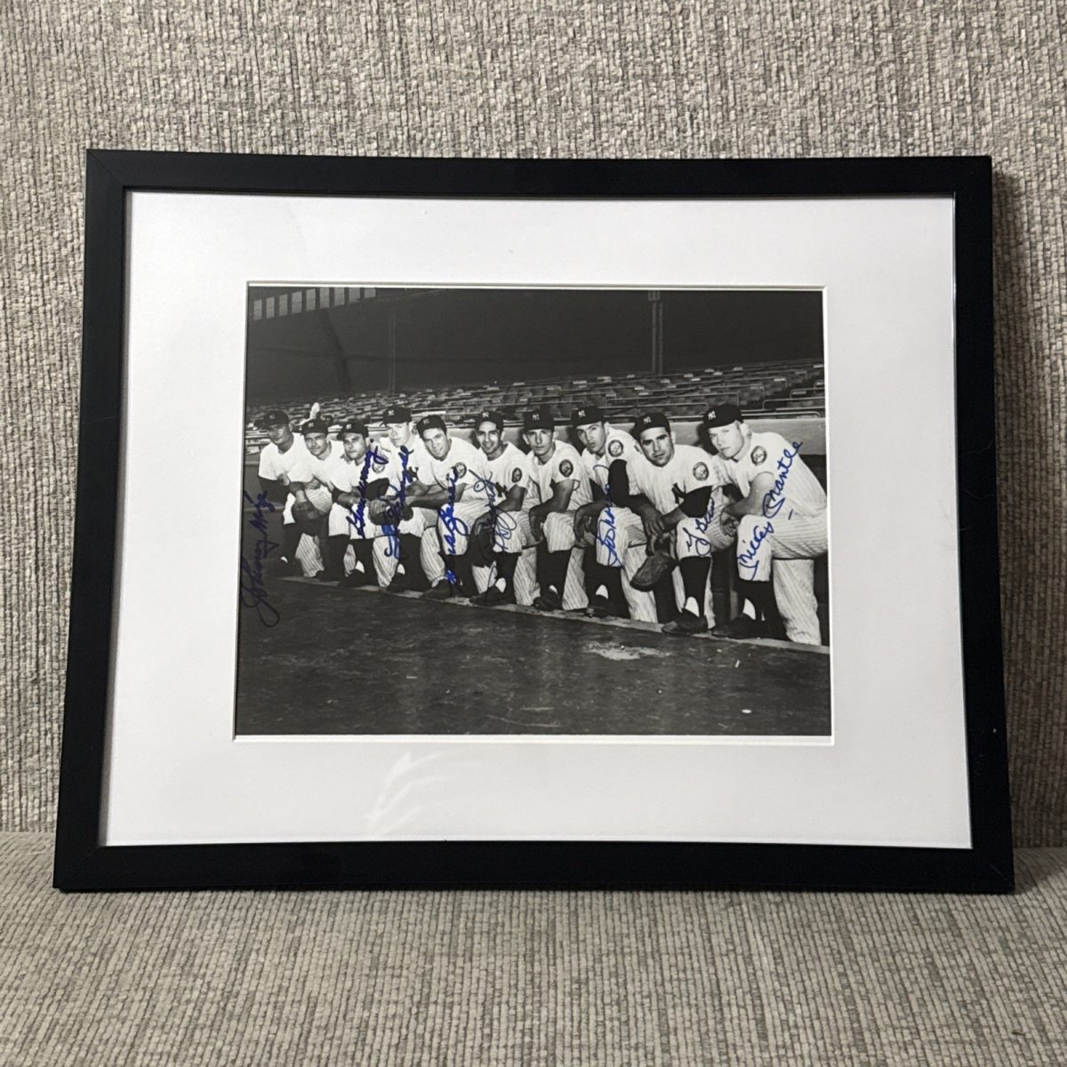 1952 New York Yankees Starters Multi-Signed Framed Photo Mantle, Berra, Mize PSA