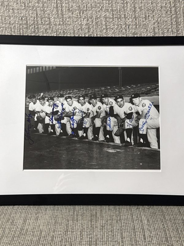 1952 New York Yankees Starters Multi-Signed Framed Photo Mantle, Berra, Mize PSA