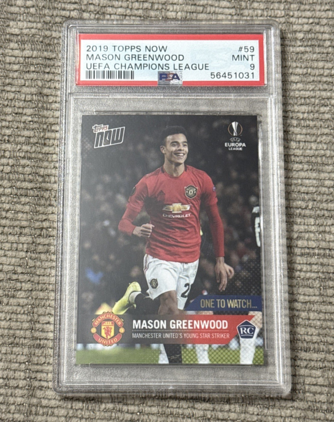 2019 Topps Now UEFA Mason Greenwood RC Rookie #059 Man U PSA 9