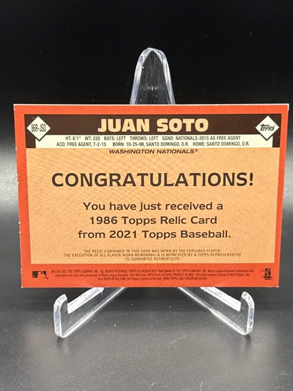 2021 Topps #86BR-JSO Juan Soto 1986 RELIC Washington Nationals