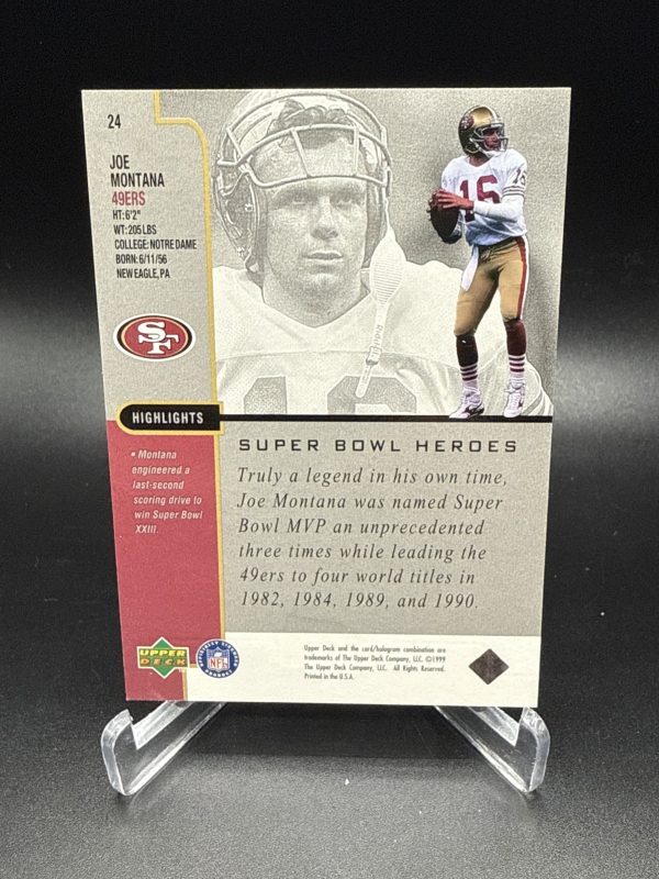 1999 Upper Deck Football Joe Montana Super Bowl Heroes Insert SC8233