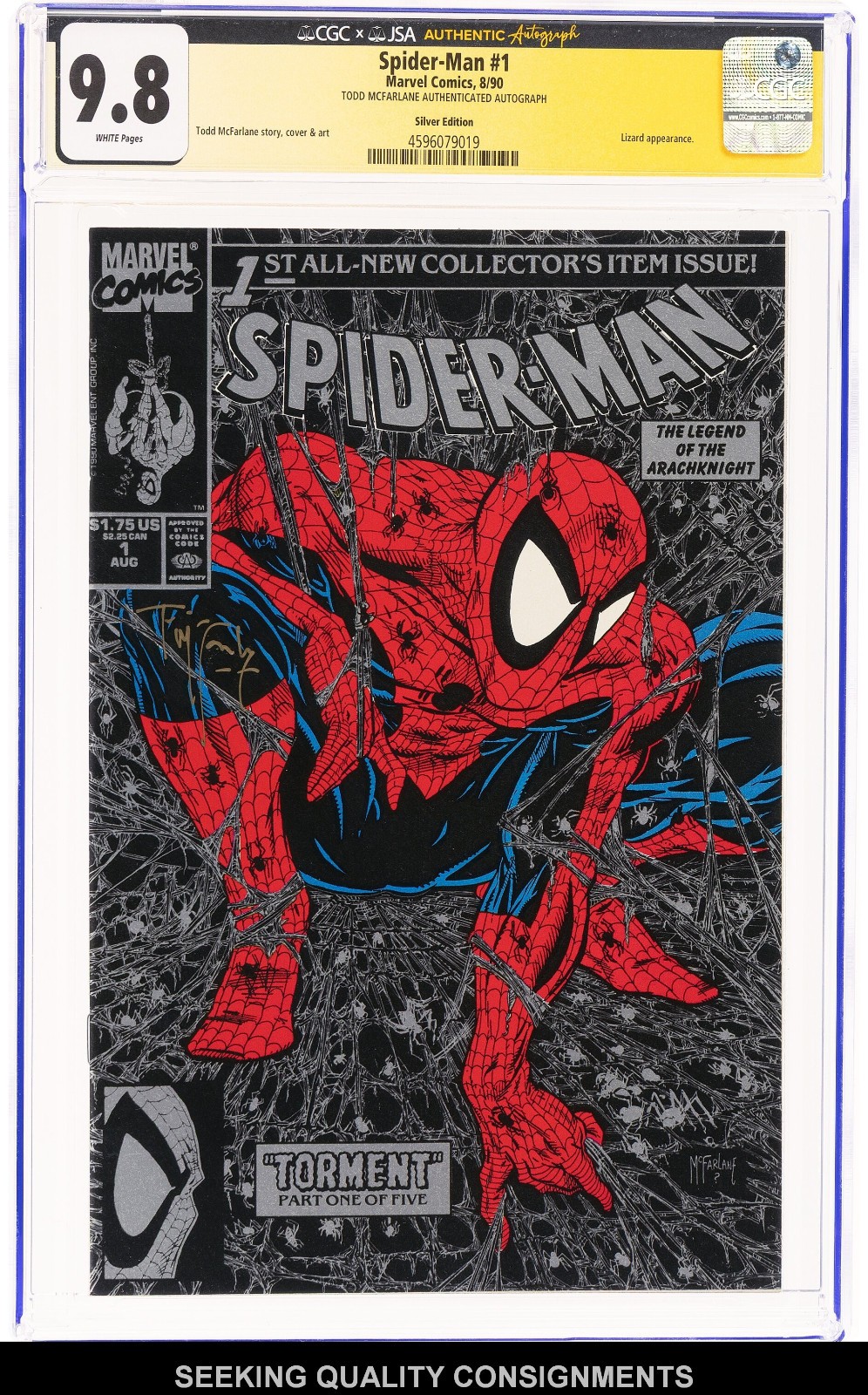 Spider-Man #1 Silver Edition - Signed Todd McFarlane (Marvel 1990) CGC NM/MT 9.8