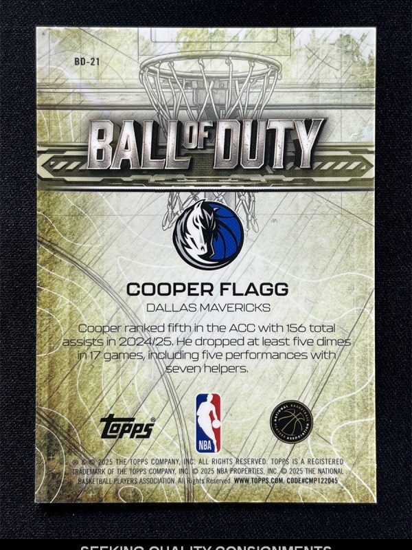 2025-26 Topps Chrome Cooper Flagg RC Raywave Refractor Ball Of Duty #BD-21