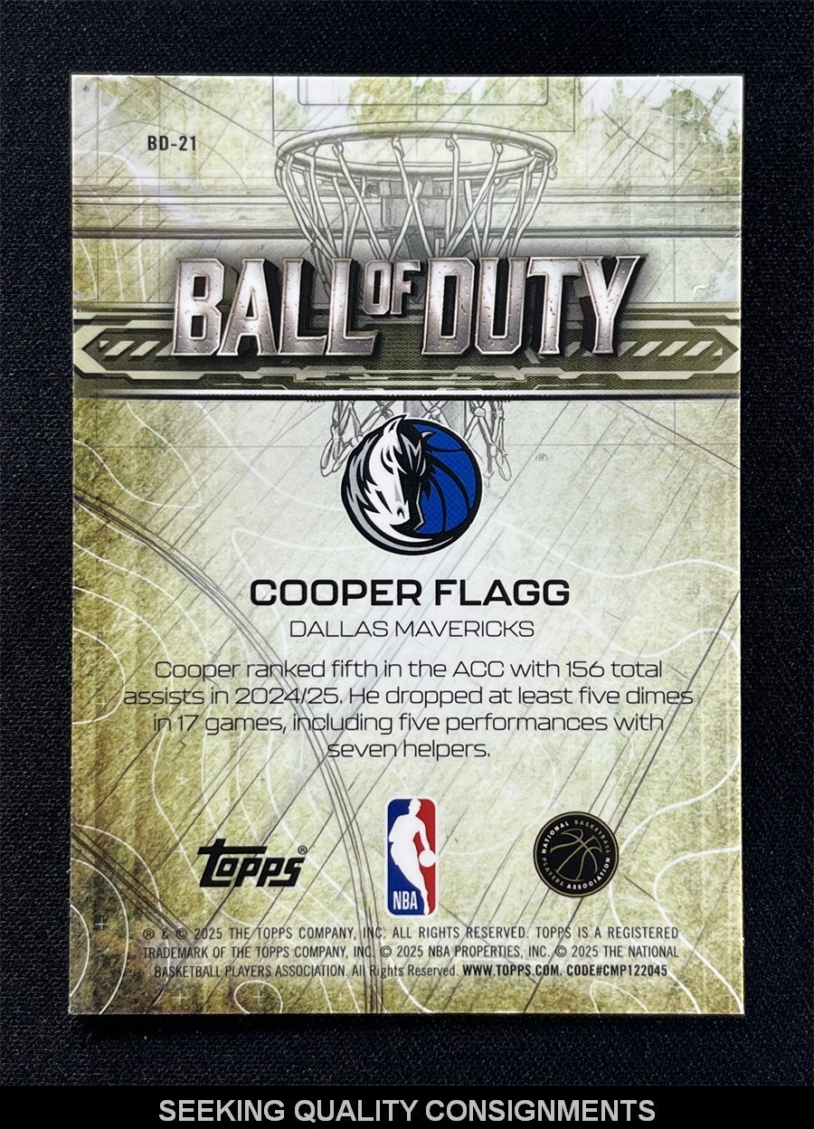 2025-26 Topps Chrome Cooper Flagg RC Raywave Refractor Ball Of Duty #BD-21