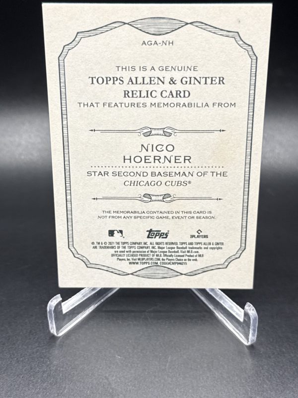 2021 Topps Allen & Ginter Game Used Memorabilia Relic Card Nico Hoerner #AGA-NH
