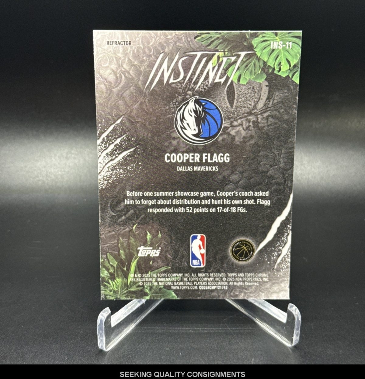 Cooper Flagg 2025-26 Topps Chrome Instinct Refractor RC SP #INS-11 Mavs