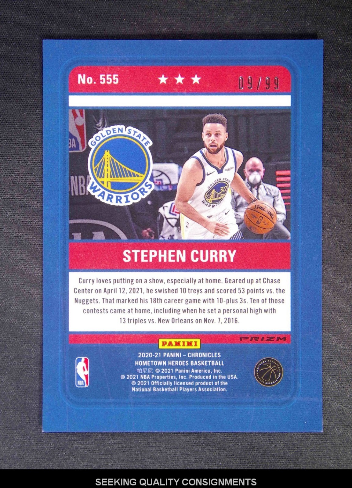 2020-21 Panini Chronicles Stephen Curry #555 Hometown Heroes Blue /99