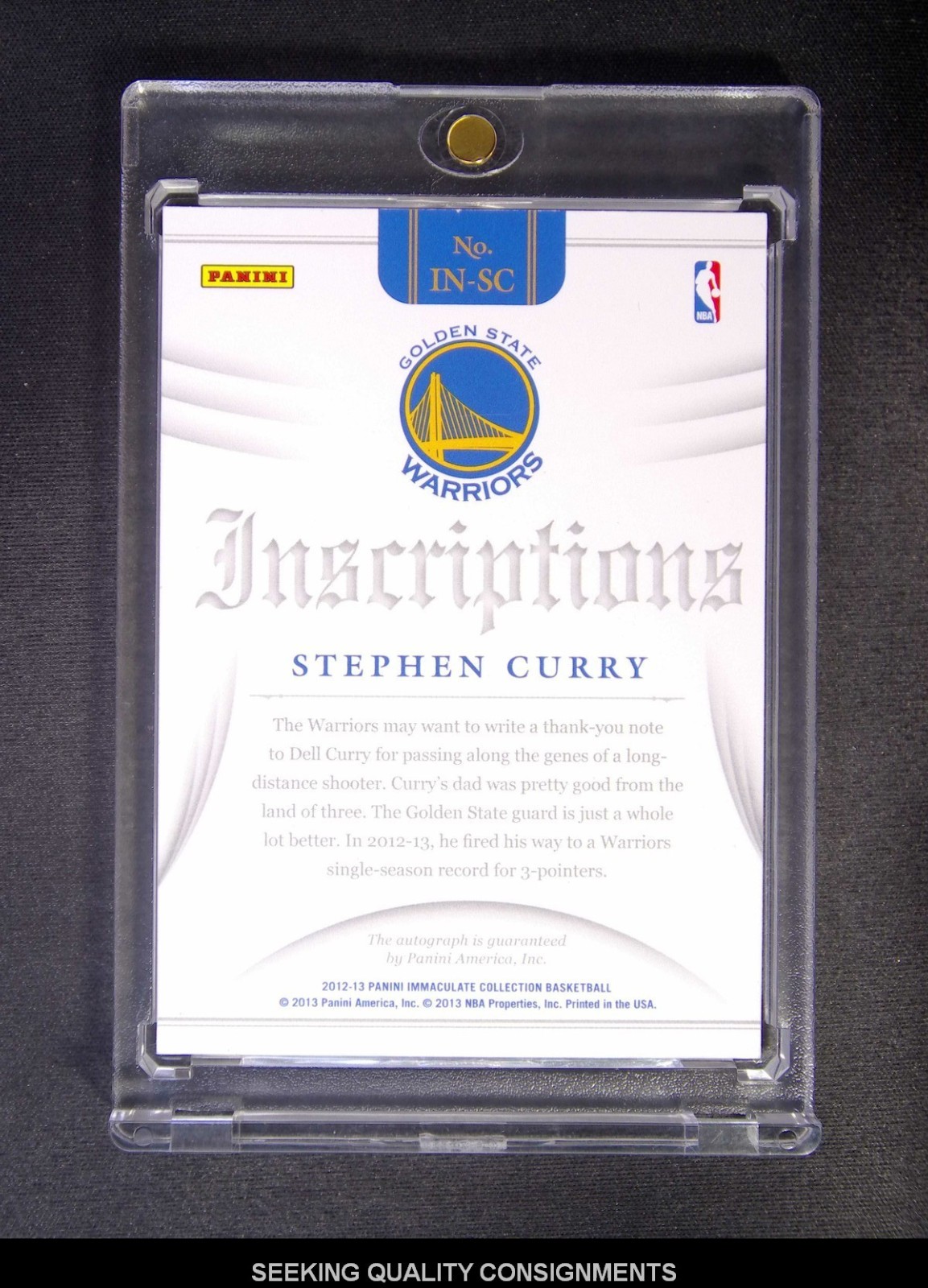 2012-13 Immaculate Collection Stephen Curry Inscriptions Auto /99