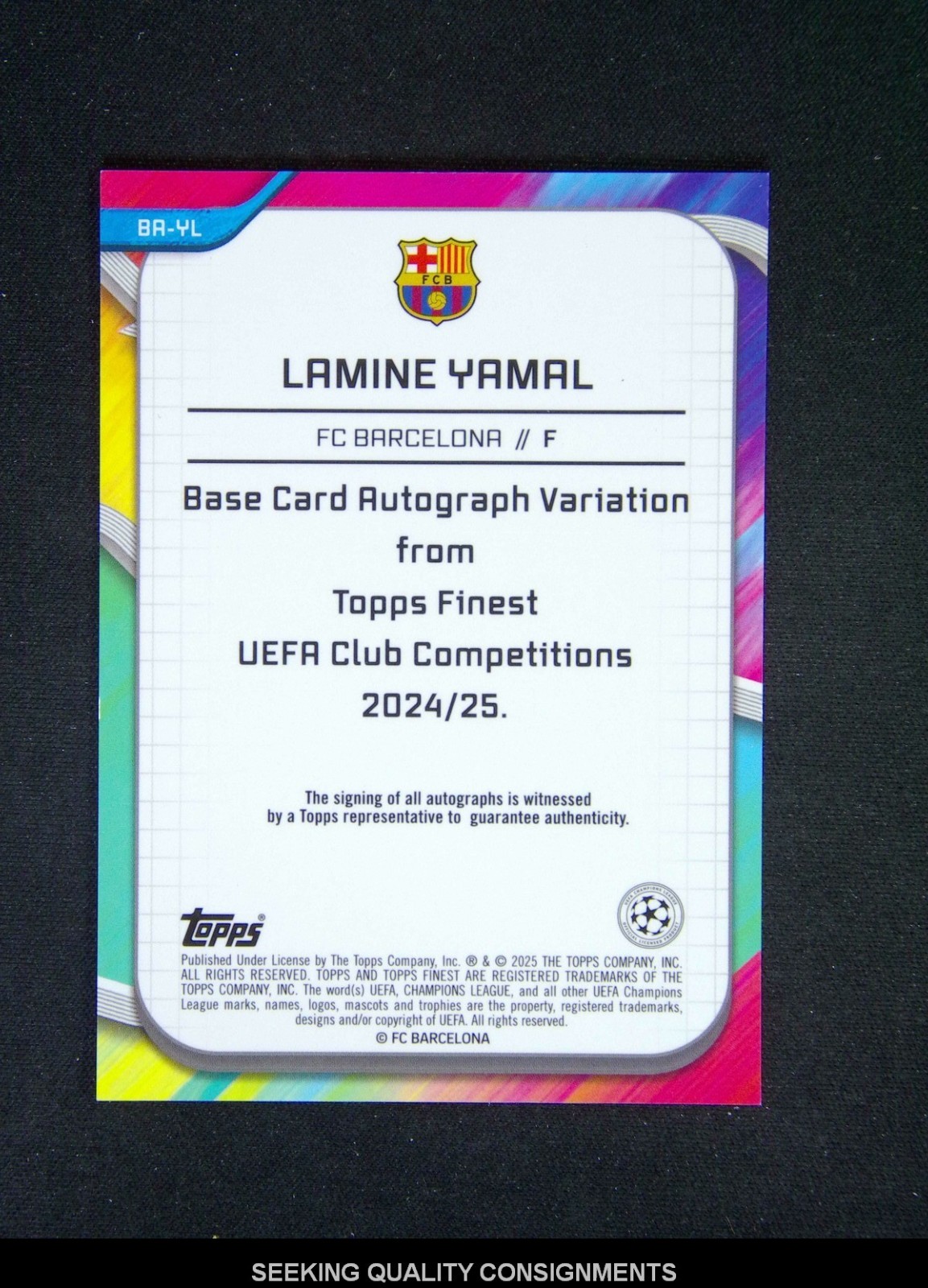 2024-25 Topps Finest UEFA Limine Yamal Auto Magenta Lava /75 #A01