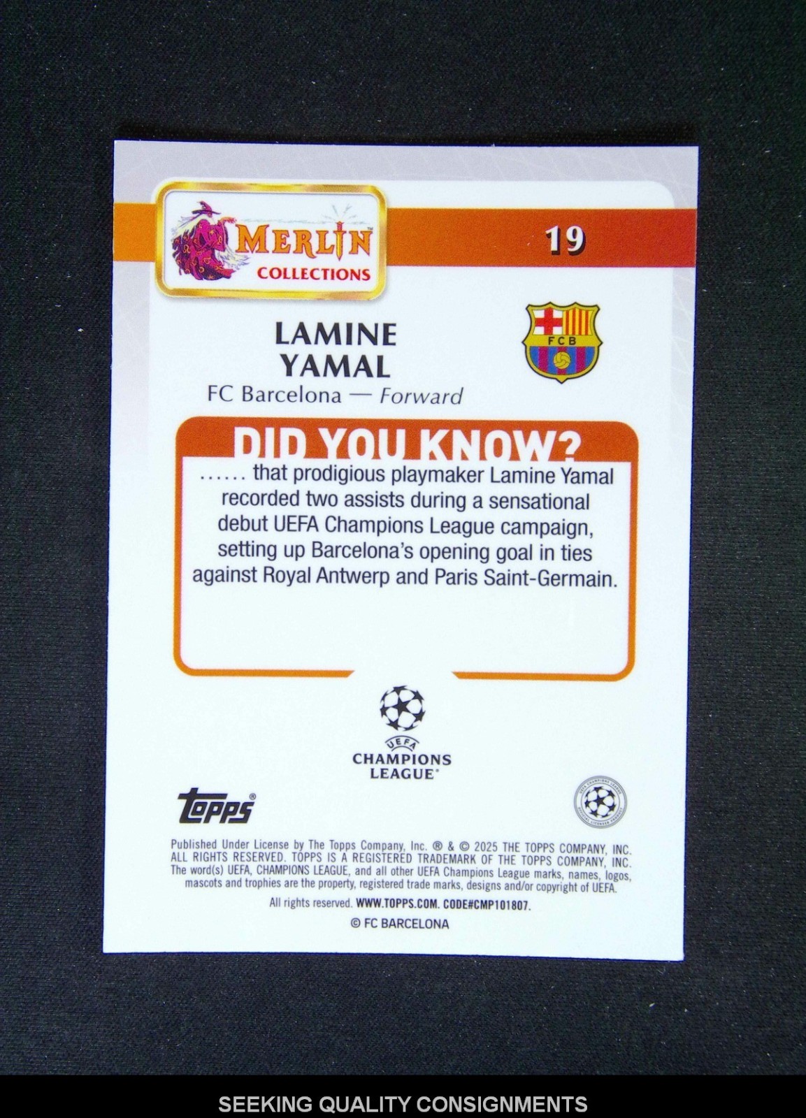 2024-25 Topps Merlin UEFA Lamine Yamal #19 Mojo Refractor