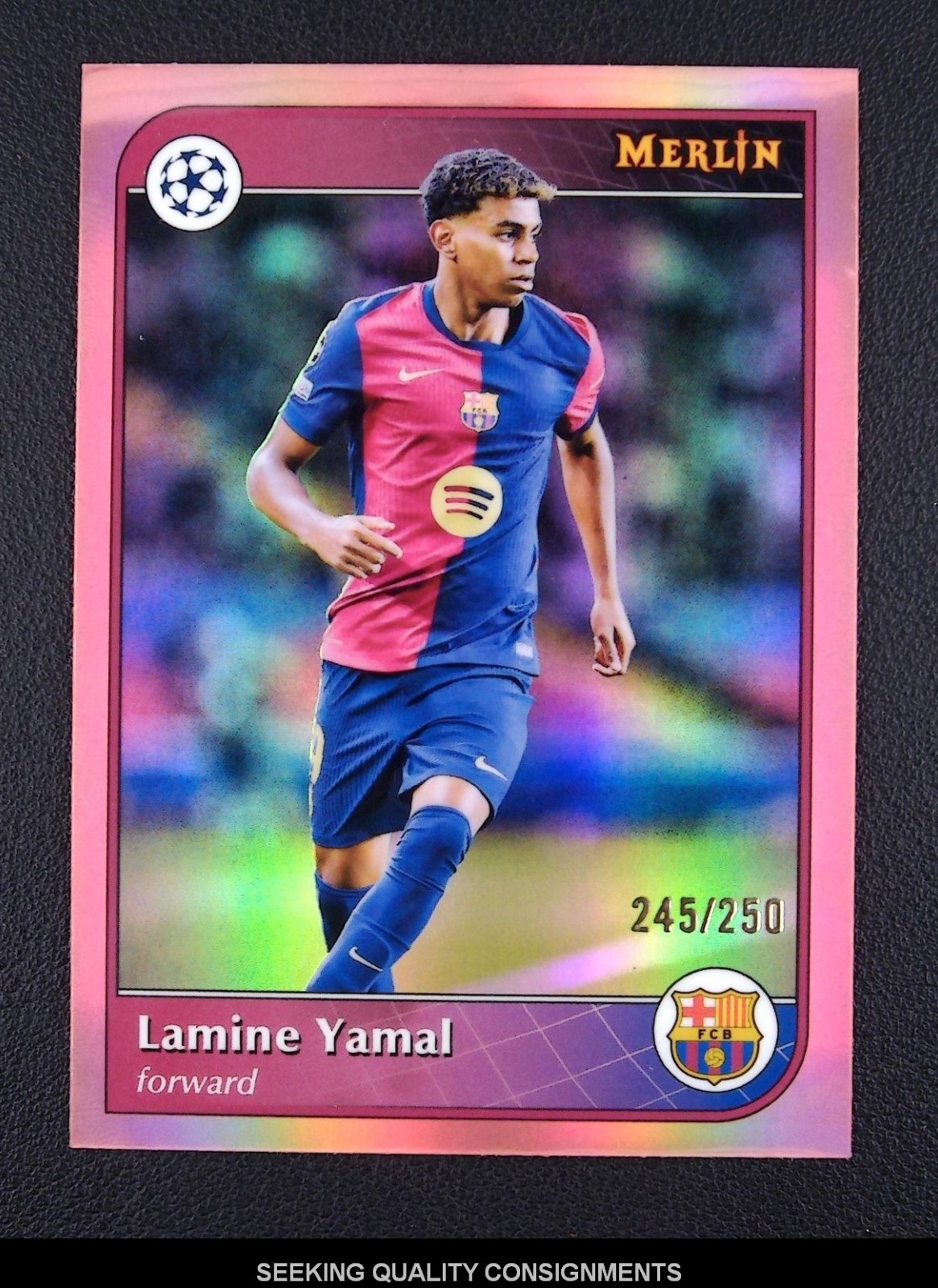 2024-25 Topps Merlin UEFA Lamine Yamal Rose Gold Refractor /250