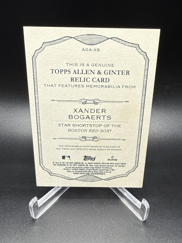 2021 Topps Allen & Ginter Game Used Memorabilia Relic Card Xander Bogaerts