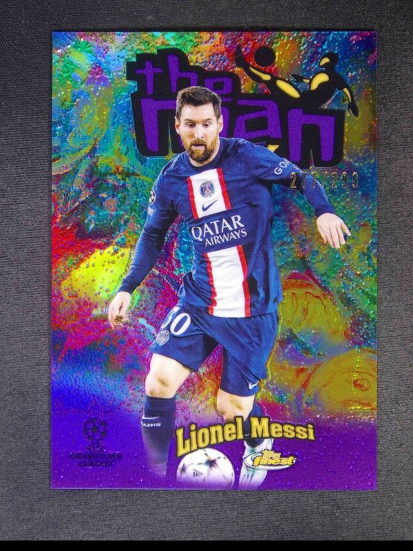 2023 Topps Finest UEFA Lionel Messi The Man Purple /299