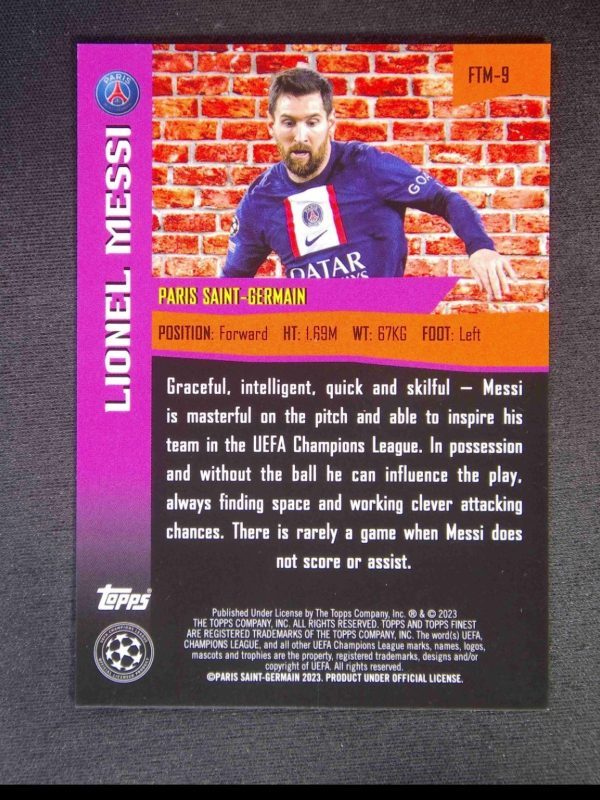 2023 Topps Finest UEFA Lionel Messi The Man Purple /299