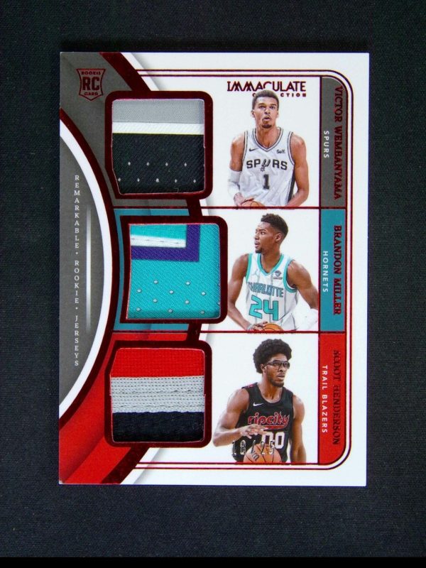 2023-24 Immaculate Victor Wembanyama Brandon Miller RC Triple Jersey Patch /25