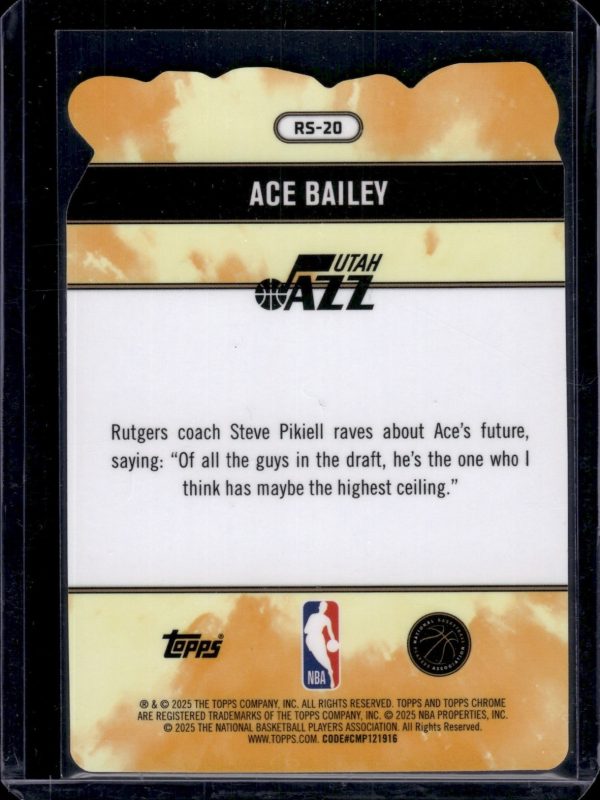 ACE BAILEY 2025-26 TOPPS CHROME #RS-20 ROOKIE ROCK STARS RC SSP JAZZ B