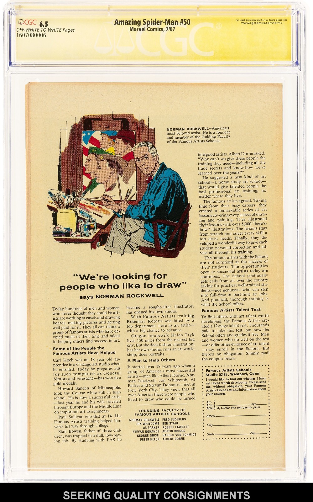 The Amazing Spider-Man #50 Signature Series: Stan Lee (Marvel, 1967) CGC FN+ 6.5