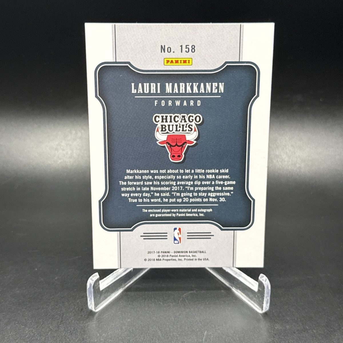 Lauri Markkanen 2017-18 Panini Dominion - Rookie Jersey Autographs /199