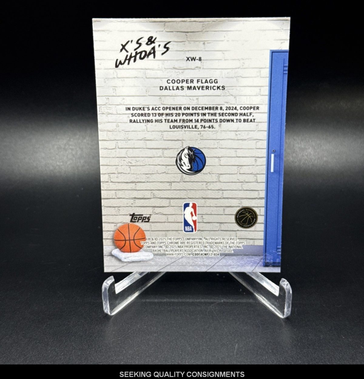 COOPER FLAGG 2025-26 TOPPS CHROME #XW-8 ROOKIE X'S AND WHOA'S RC MAVERICKS