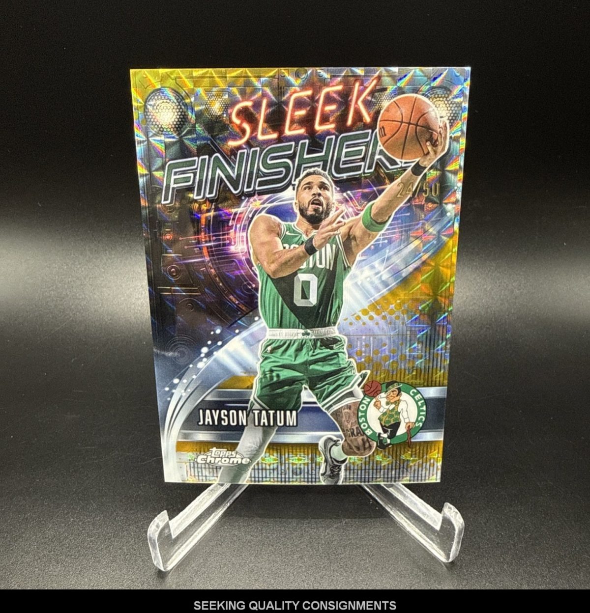 JAYSON TATUM 2025-26 TOPPS CHROME SLEEK FINISHERS GEOMETRIC GOLD REFRACTOR #/50