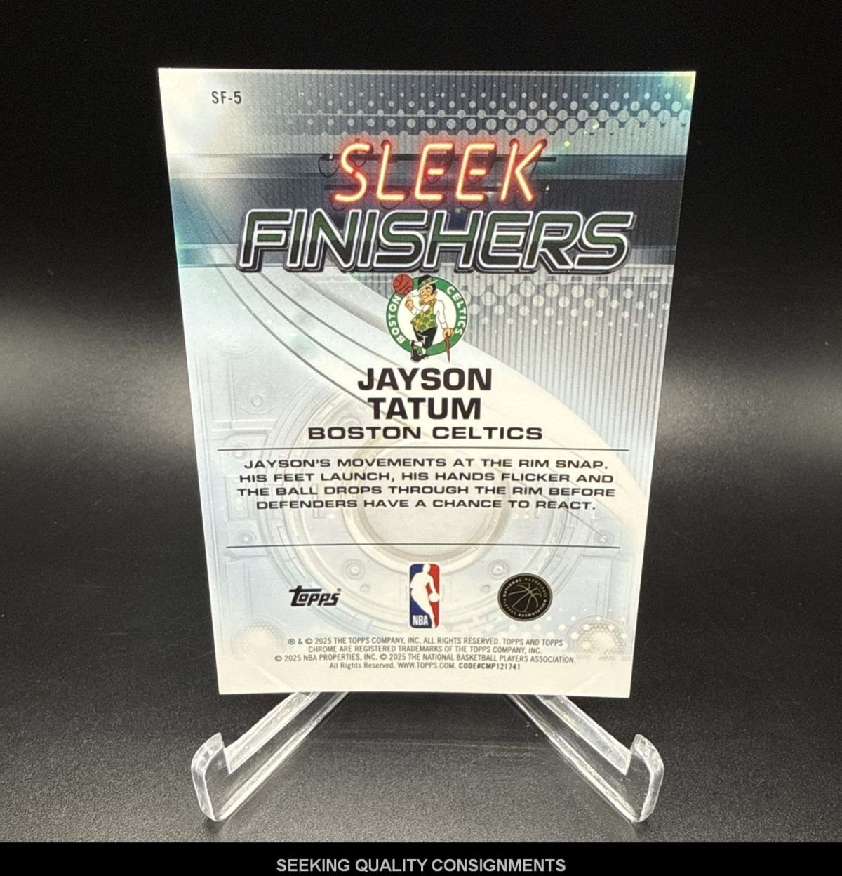 JAYSON TATUM 2025-26 TOPPS CHROME SLEEK FINISHERS GEOMETRIC GOLD REFRACTOR #/50
