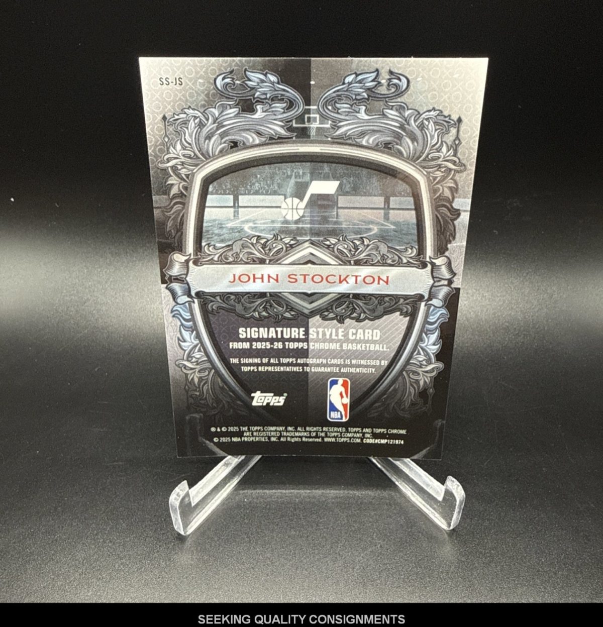 JOHN STOCKTON 2025-26 TOPPS CHROME SIGNATURE STYLE GEO PURPLE REF AUTO #/75