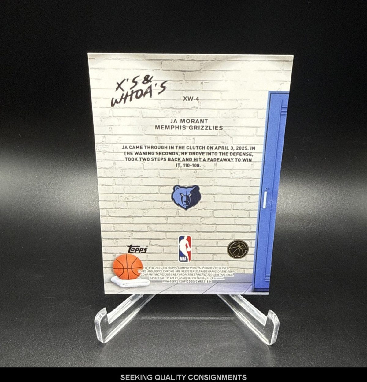 JA MORANT 2025-26 TOPPS CHROME X'S AND WHOA'S GEOMETRIC PURPLE REFRACTOR #/75