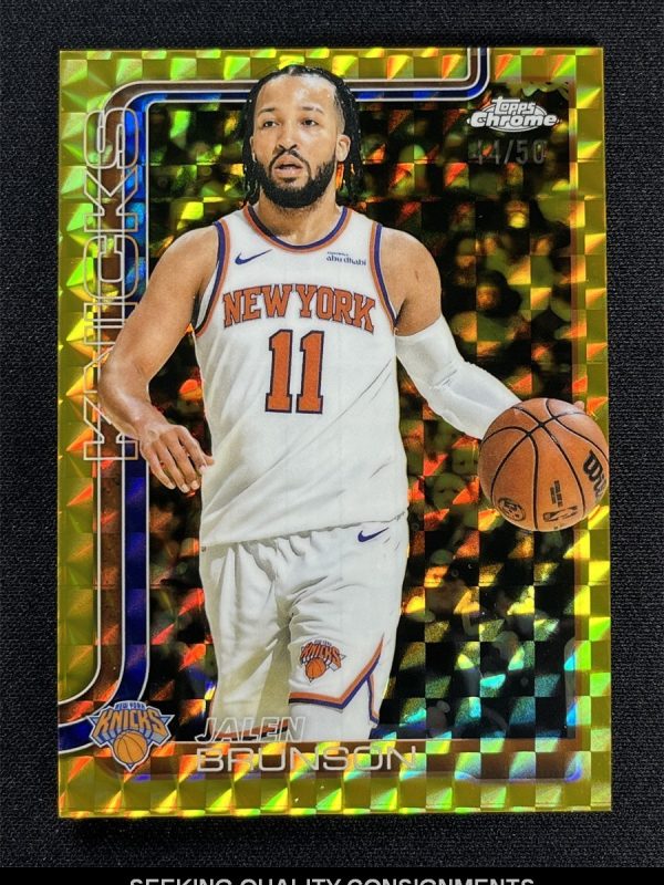 2025-26 Topps Chrome Jalen Brunson #101 Gold Geometric Refractor Knicks /50