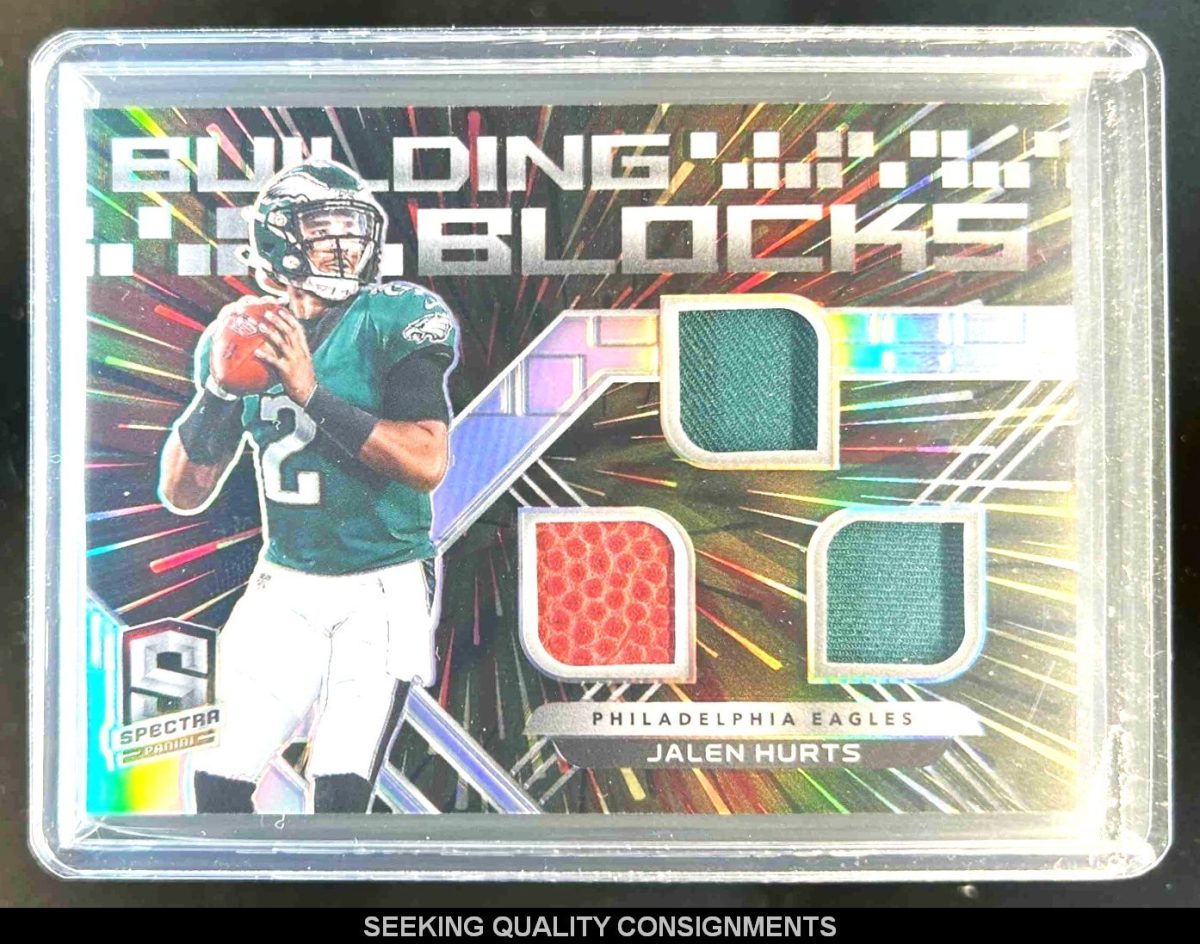 2020 Spectra Jalen Hurts Building Blocks Jersey Hyper RC #/75 Eagles