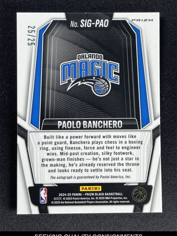 2024-25 Panini Prizm Black Paolo Banchero Mojo Signatures Auto #/25