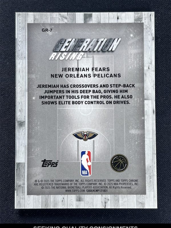 2025-26 Topps Chrome Jeremiah Fears #GR-7 Teal Generation Rising Rookie RC /199