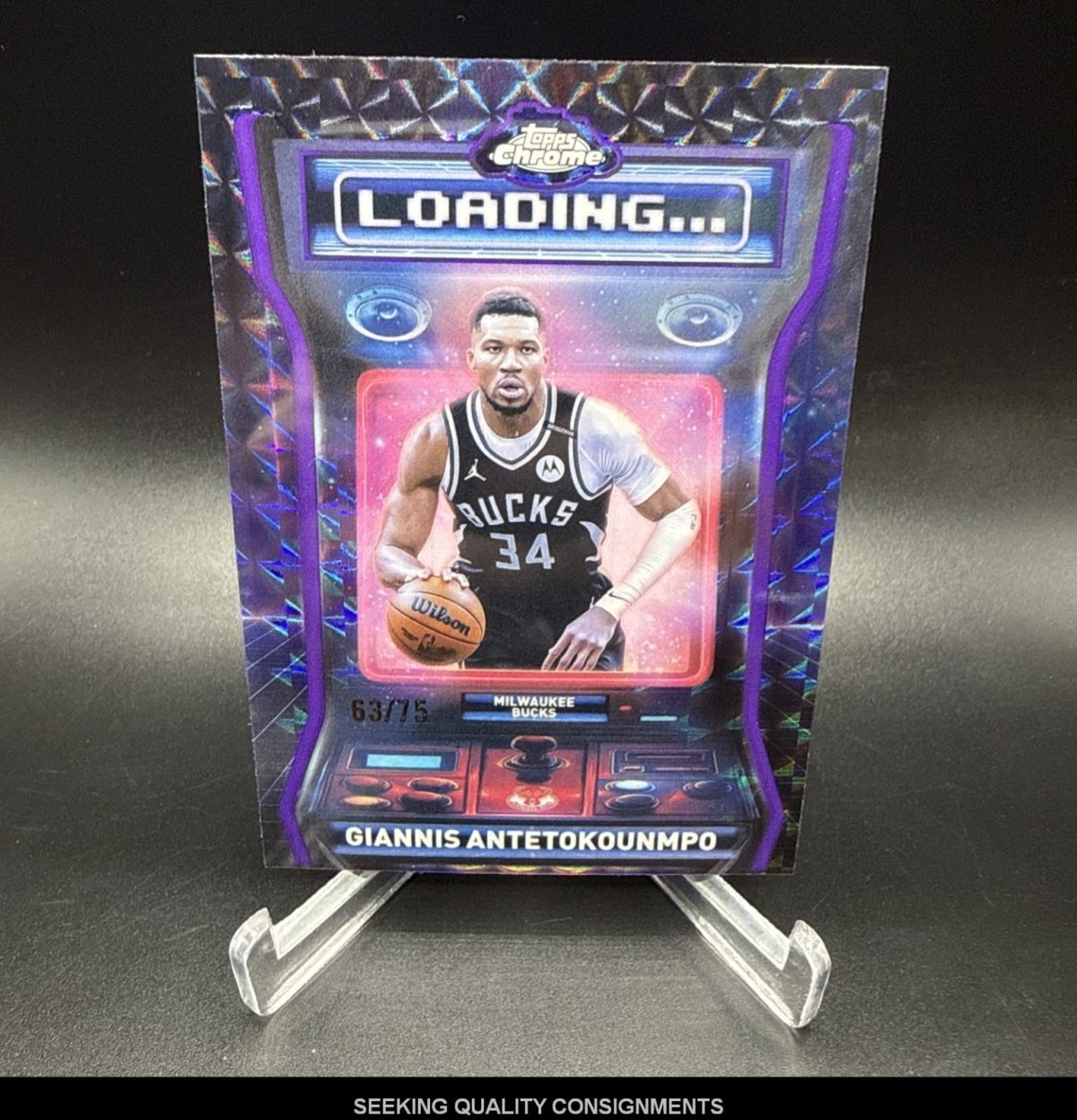 2025-26 Topps Chrome Giannis Antetokounmpo Loading Geometric Purple #/75