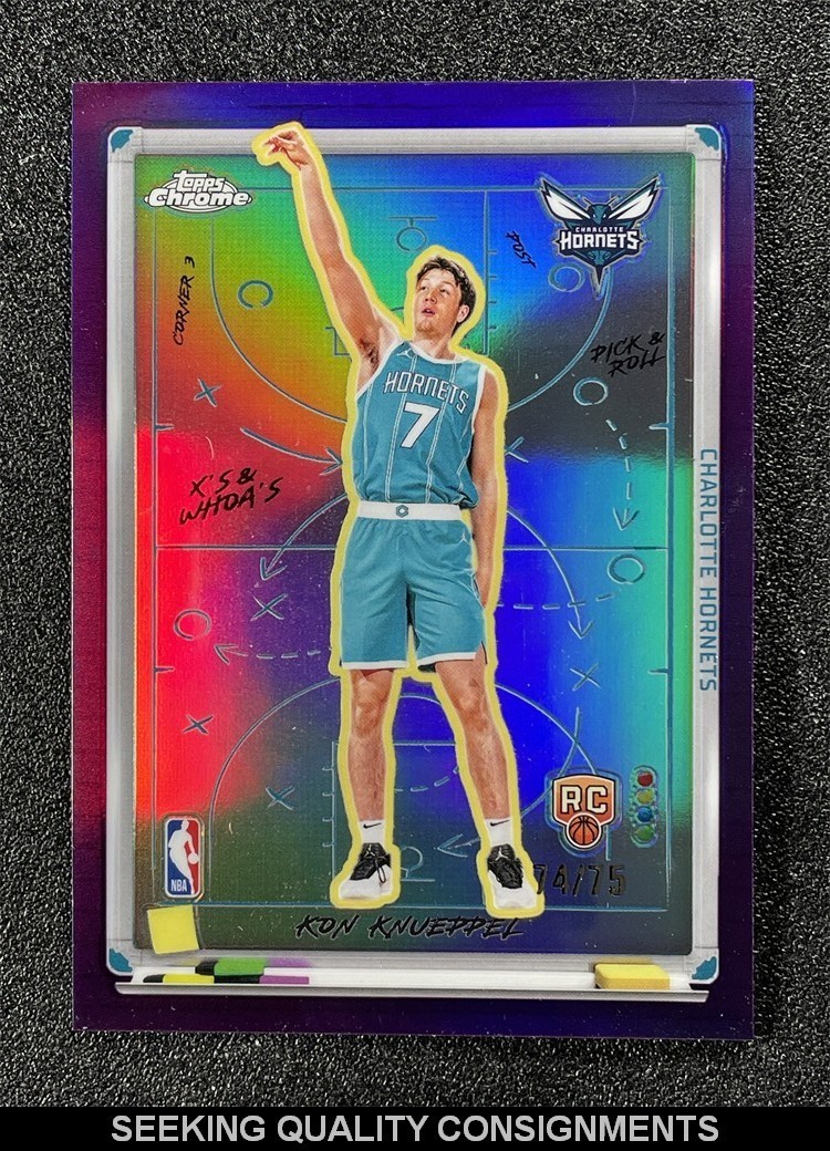 2025-26 Topps Chrome Kon Knueppel X's & Whoa's Purple Refractor Rookie RC /75