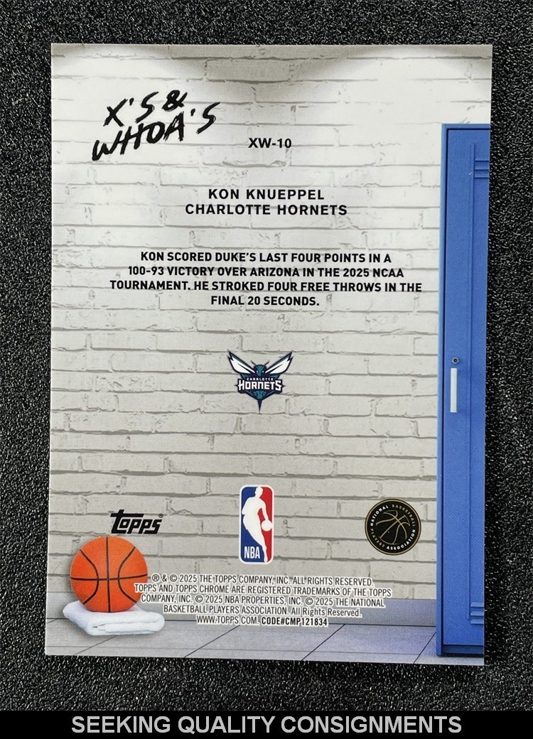 2025-26 Topps Chrome Kon Knueppel X's & Whoa's Purple Refractor Rookie RC /75