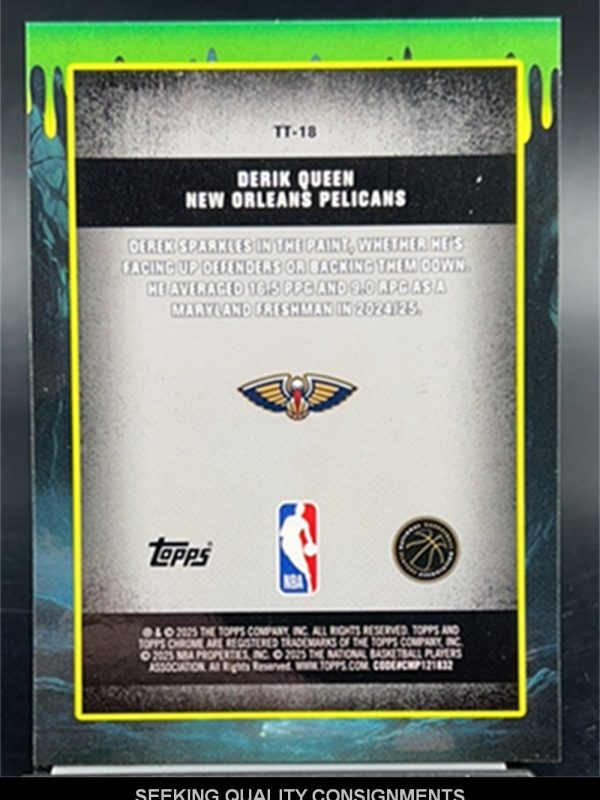 2025-26 Topps Chrome Derik Queen Tall Tales Aqua Refractor Rookie RC /199