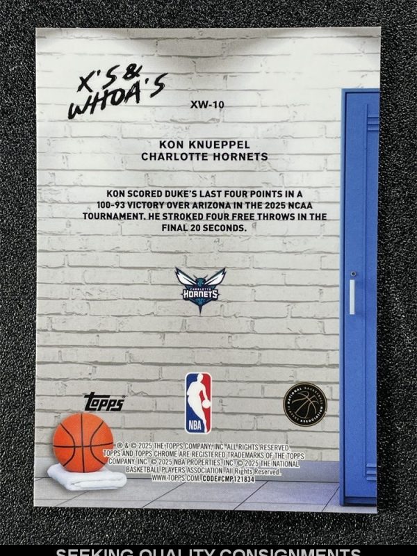 2025-26 Topps Chrome Kon Knueppel X's & Whoa's Purple Refractor Rookie RC /75