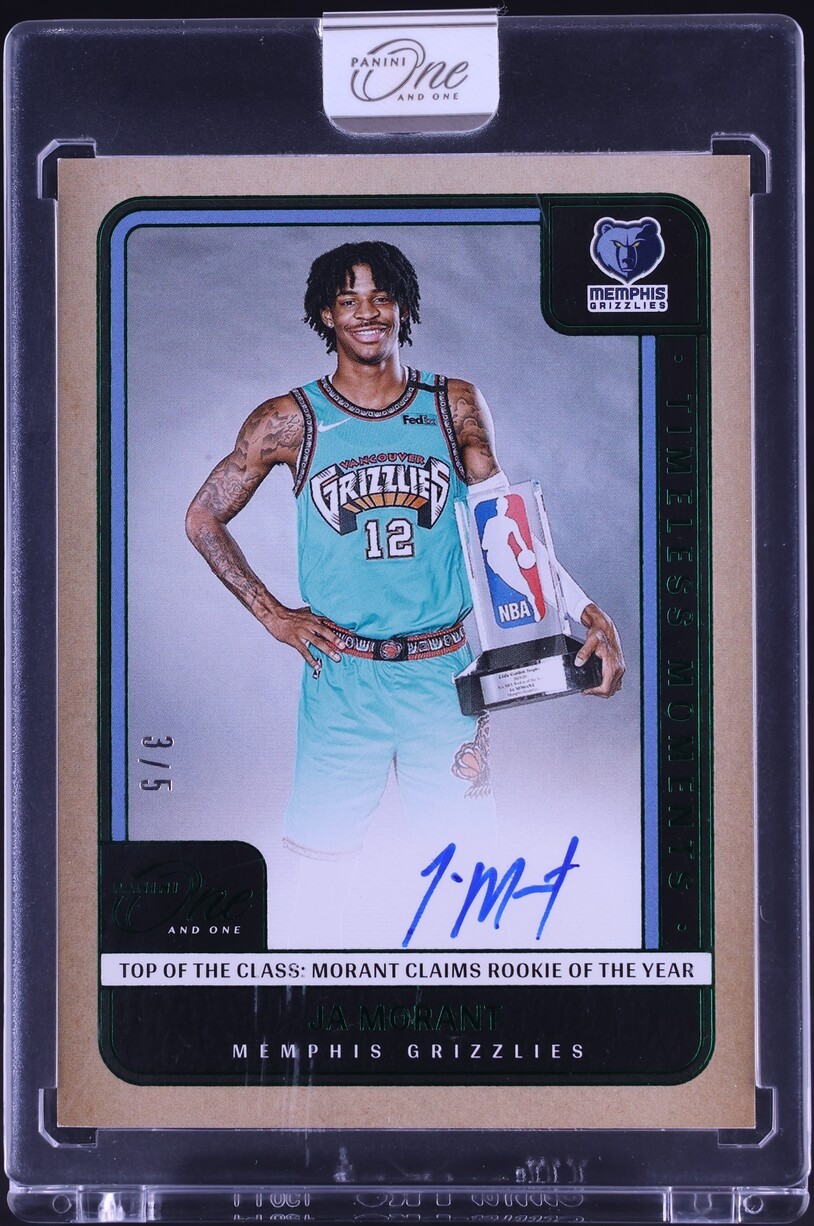 2024-25 Panini One and One JA MORANT GREEN TIMELESS MOMENTS AUTO 3/5 Grizzlies